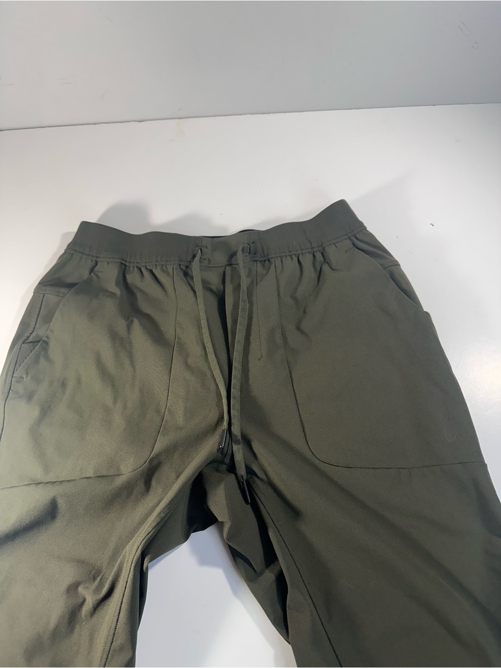 Green Athletic Joggers Stretch Waist Drawstring Zip Pocket Men’s Medium - Picture 6 of 10